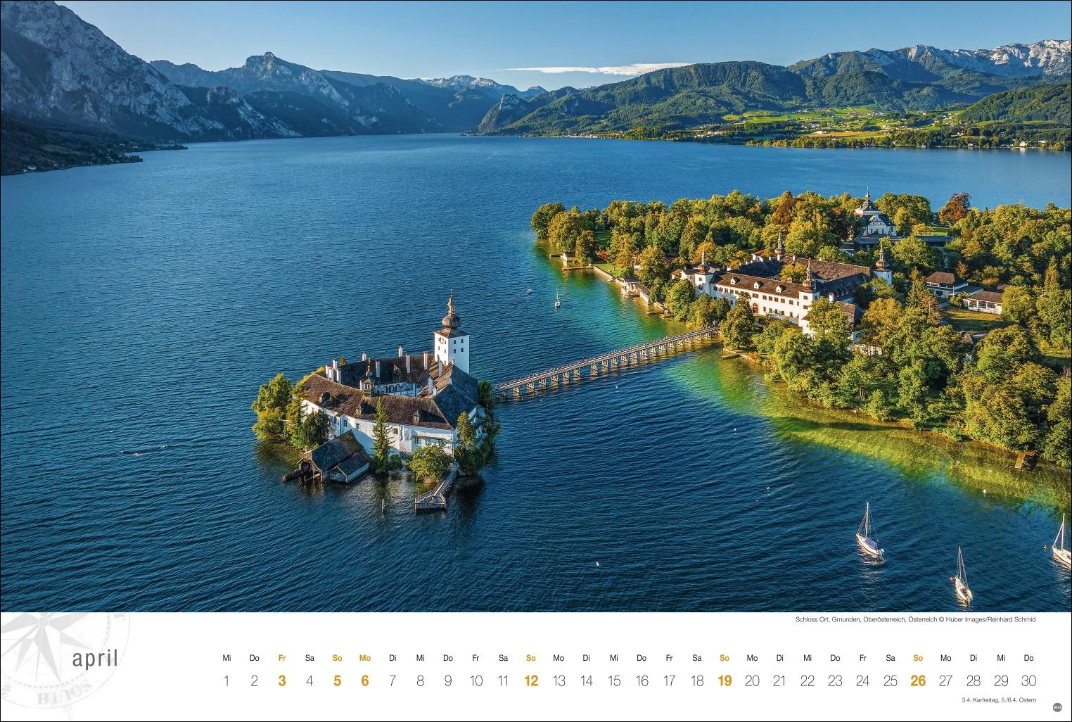Beispielinhalt (Bild) Österreich Globetrotter Kalender 2026 - Von weiter Bergwelt und klaren Seen