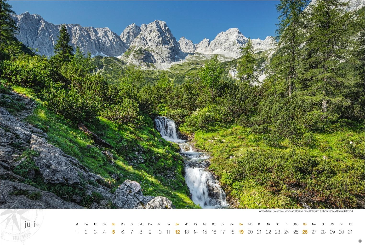 Beispielinhalt (Bild) Österreich Globetrotter Kalender 2026 - Von weiter Bergwelt und klaren Seen