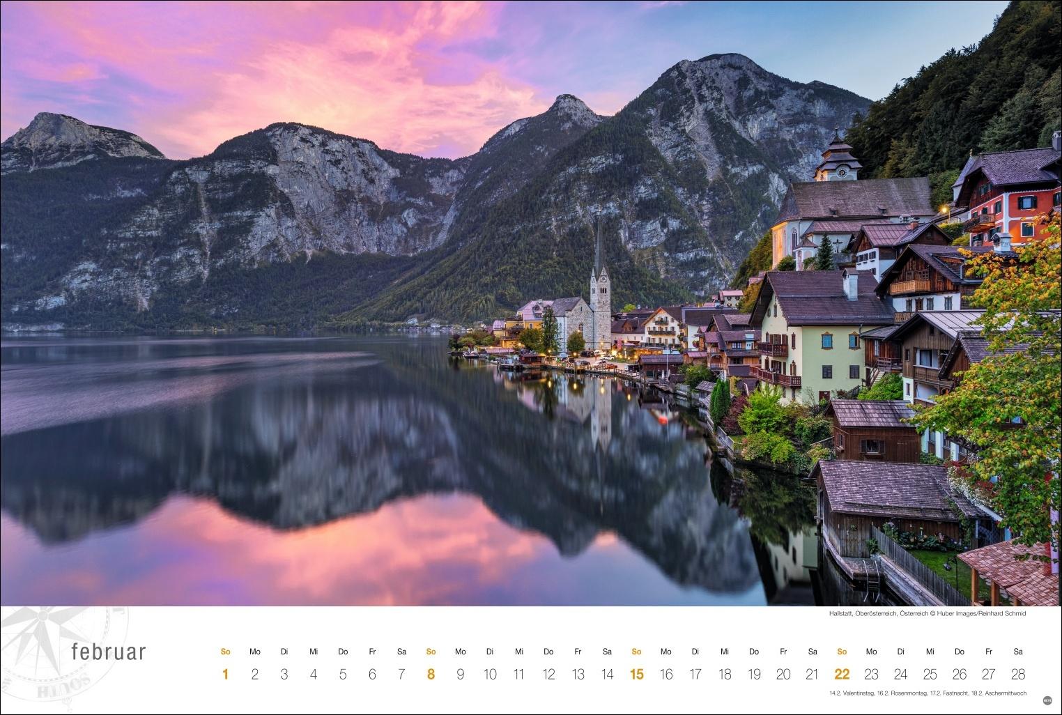 Beispielinhalt (Bild) Österreich Globetrotter Kalender 2026 - Von weiter Bergwelt und klaren Seen