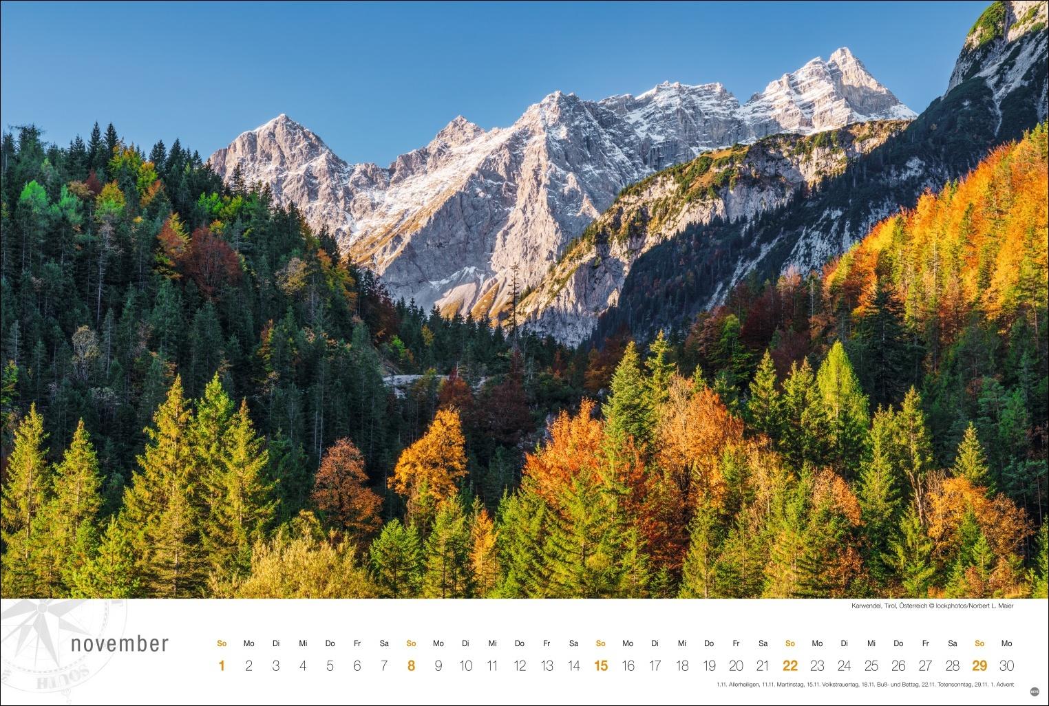 Beispielinhalt (Bild) Österreich Globetrotter Kalender 2026 - Von weiter Bergwelt und klaren Seen