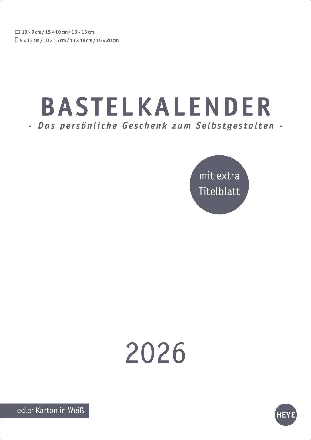 Vorderes Coverbild Premium-Bastelkalender weiß A4 2026