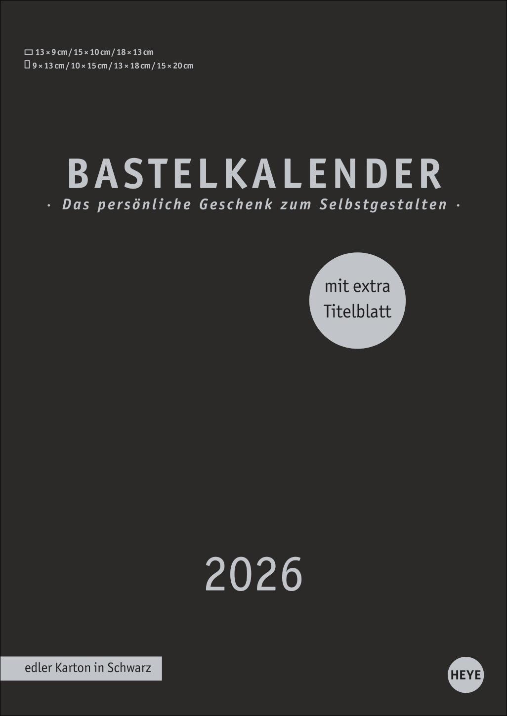 Vorderes Coverbild Premium-Bastelkalender schwarz A4 2026