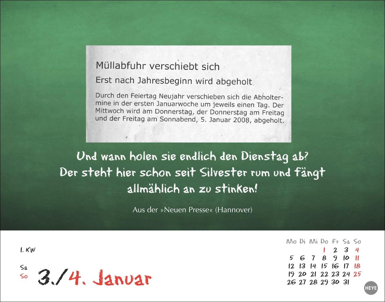 Beispielinhalt (Bild) Bastian Sick Tagesabreißkalender 2026