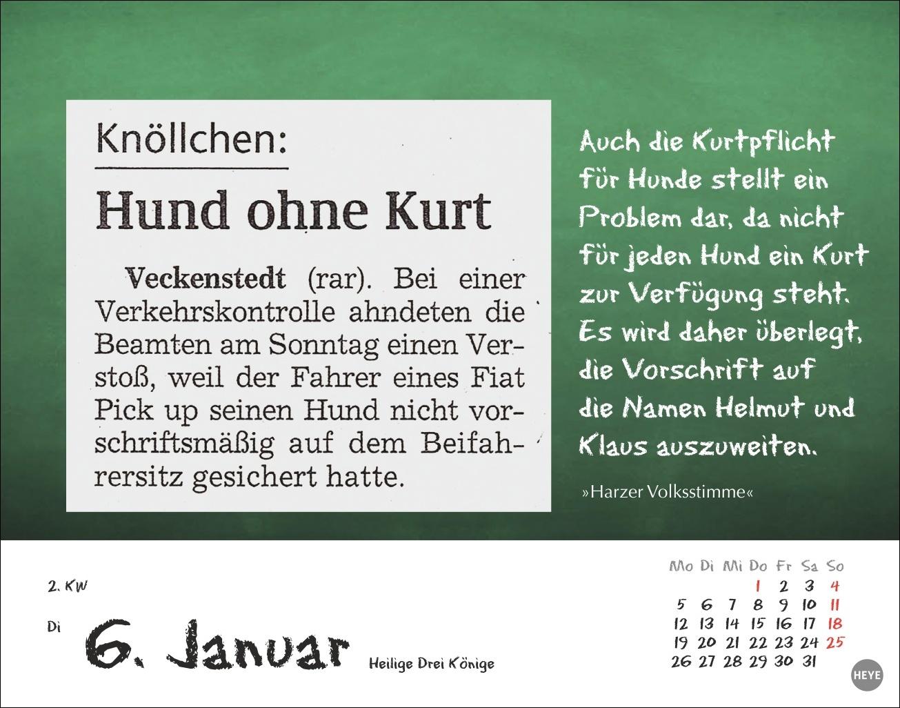 Beispielinhalt (Bild) Bastian Sick Tagesabreißkalender 2026