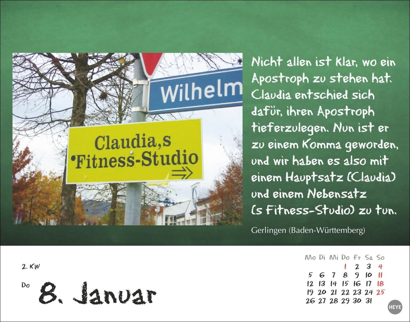 Beispielinhalt (Bild) Bastian Sick Tagesabreißkalender 2026