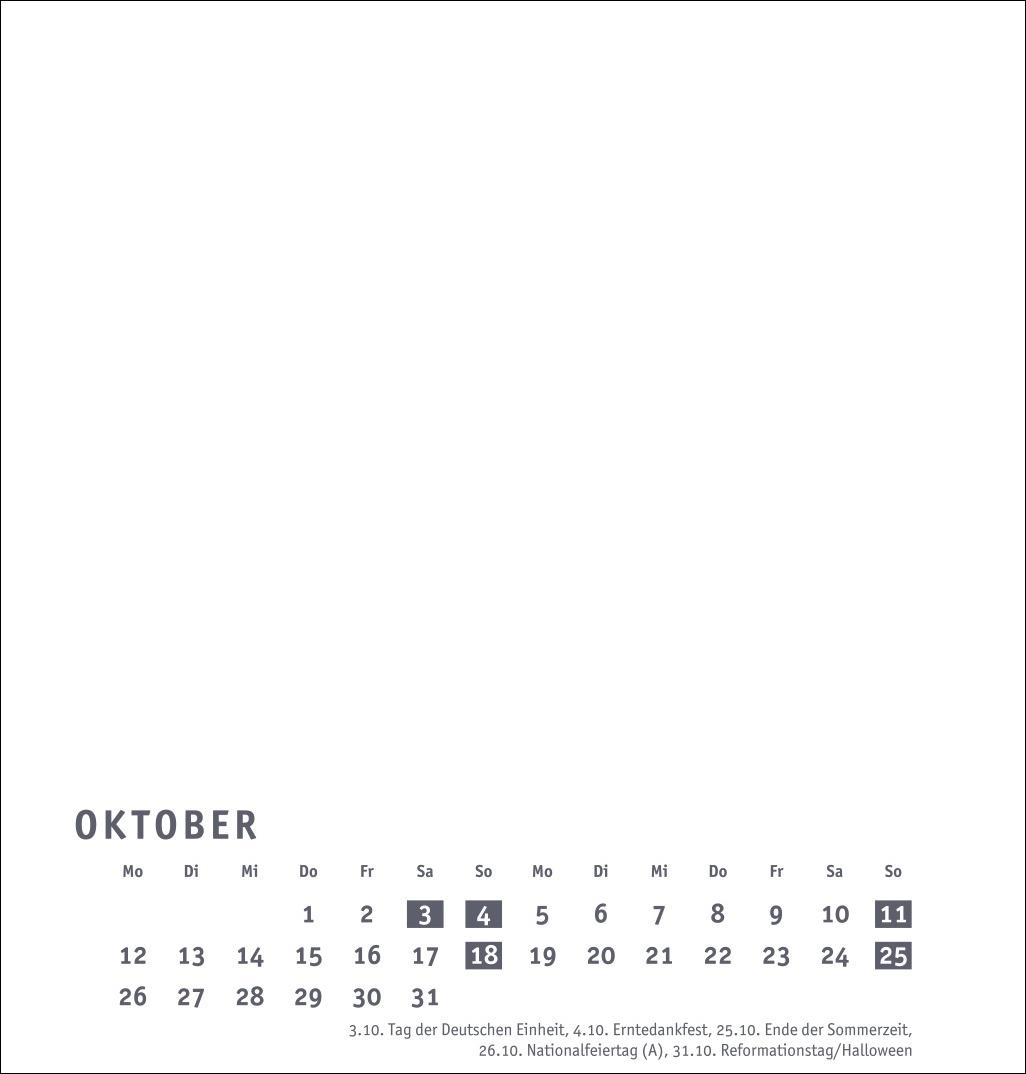 Beispielinhalt (Bild) Premium-Bastelkalender weiß mittel 2026