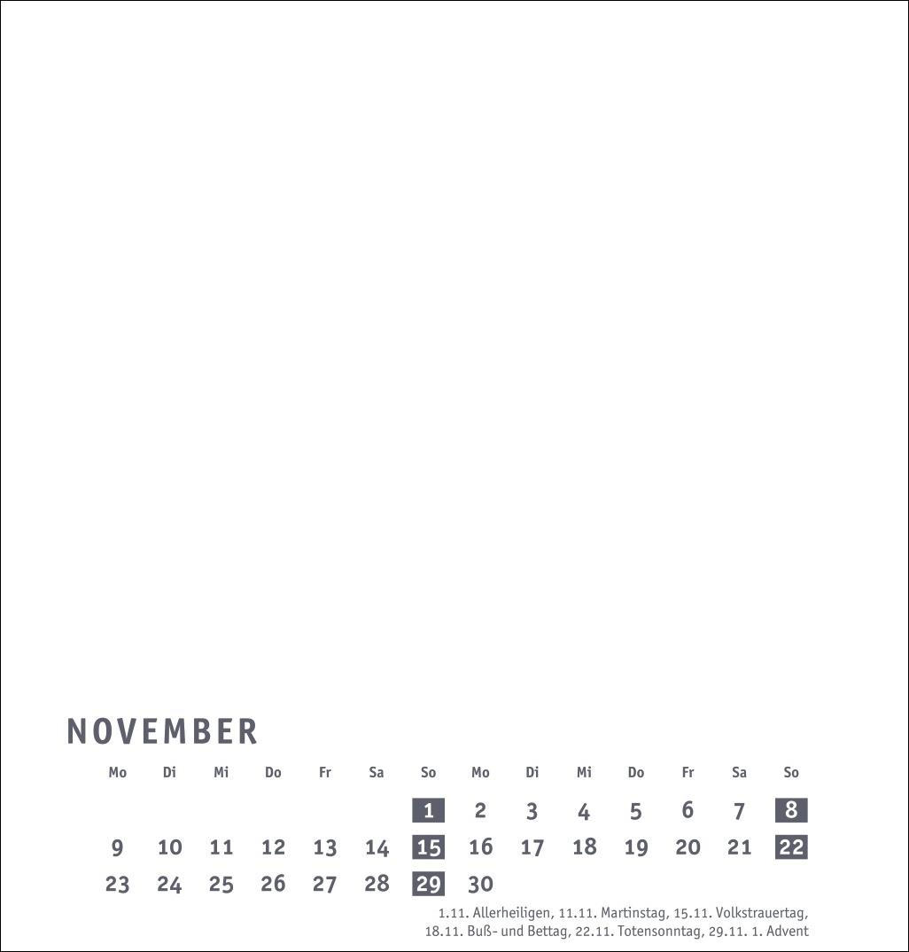 Beispielinhalt (Bild) Premium-Bastelkalender weiß mittel 2026