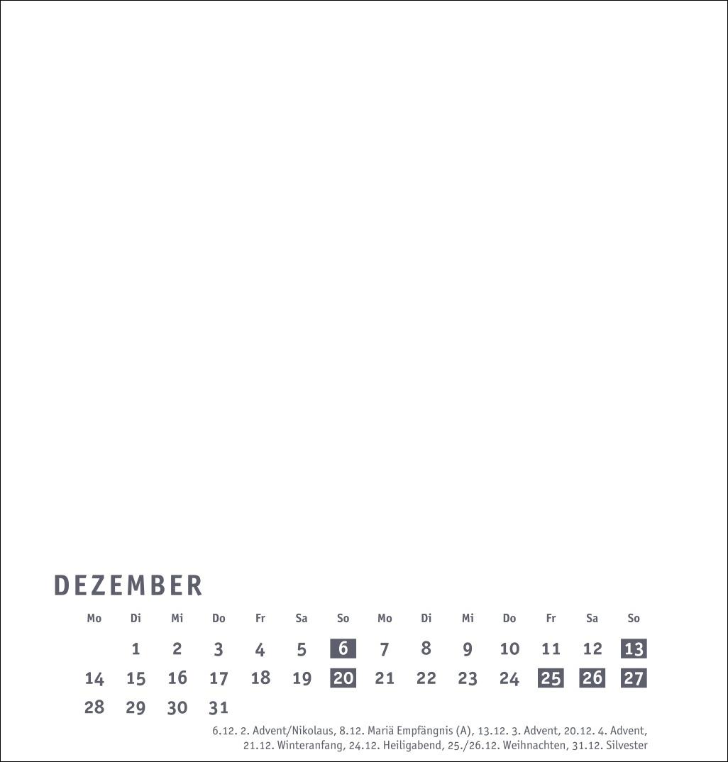 Beispielinhalt (Bild) Premium-Bastelkalender weiß mittel 2026