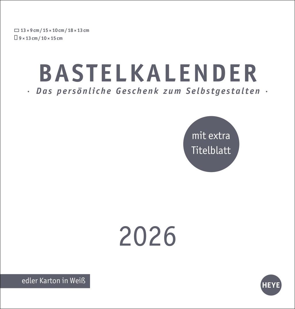 Vorderes Coverbild Premium-Bastelkalender weiß mittel 2026