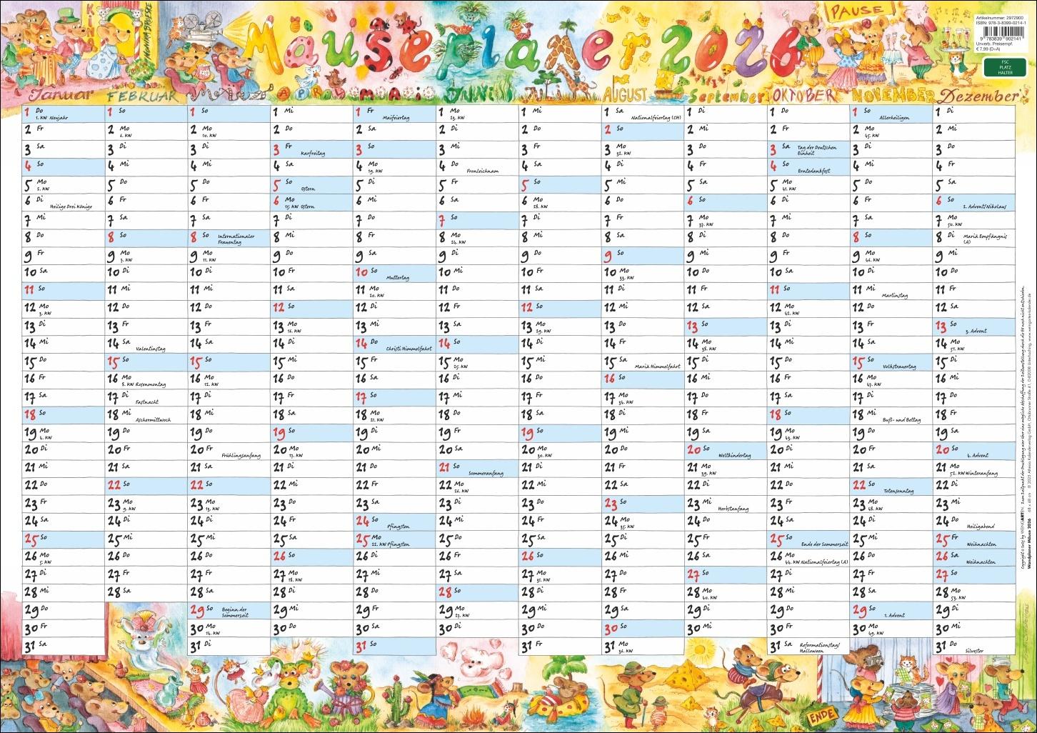 Vorderes Coverbild Wandplaner Wilde Mäuse 2026