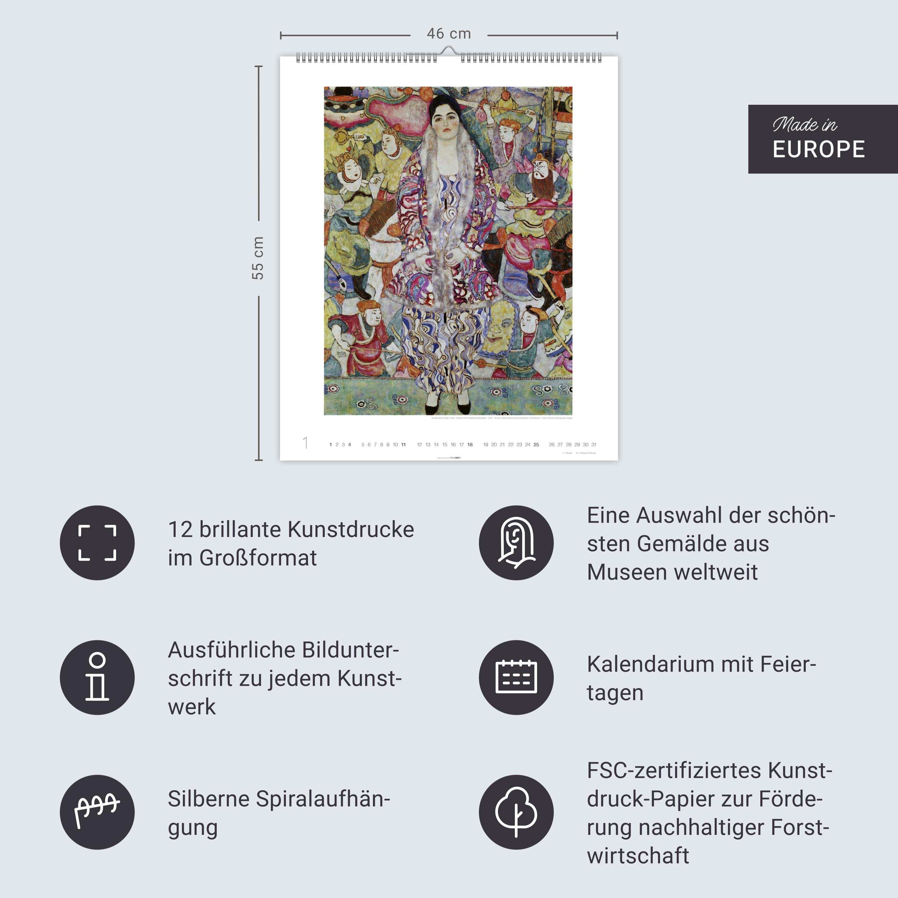 Beispielinhalt (Bild) Gustav Klimt Edition Kalender 2026