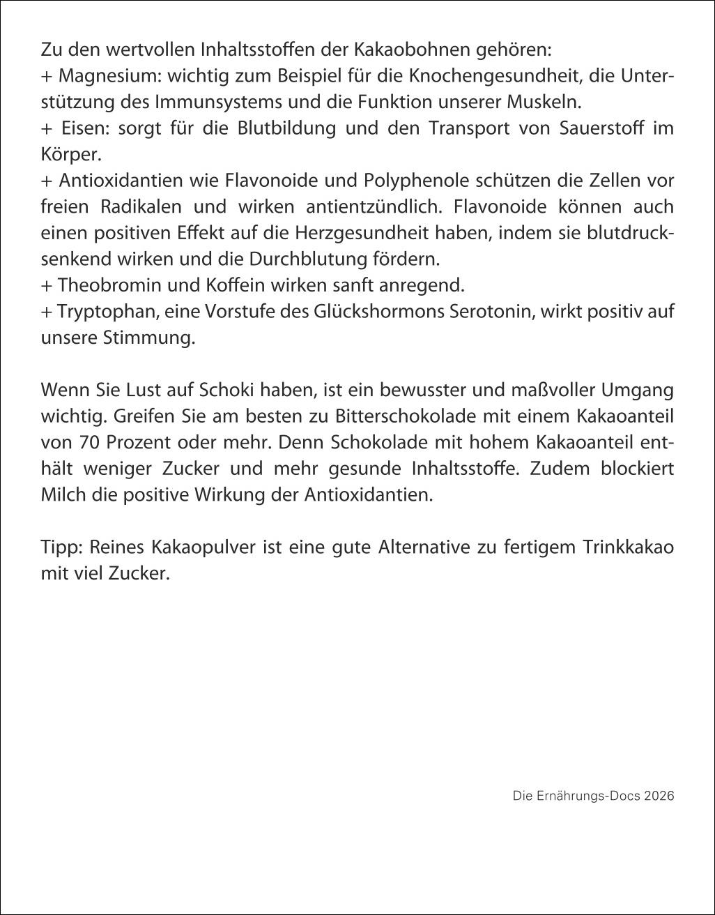 Beispielinhalt (Bild) Die Ernährungs-Docs - Gesund durch das Jahr Tagesabreißkalender 2026