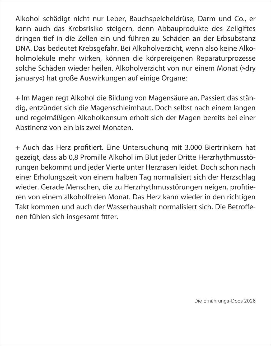 Beispielinhalt (Bild) Die Ernährungs-Docs - Gesund durch das Jahr Tagesabreißkalender 2026