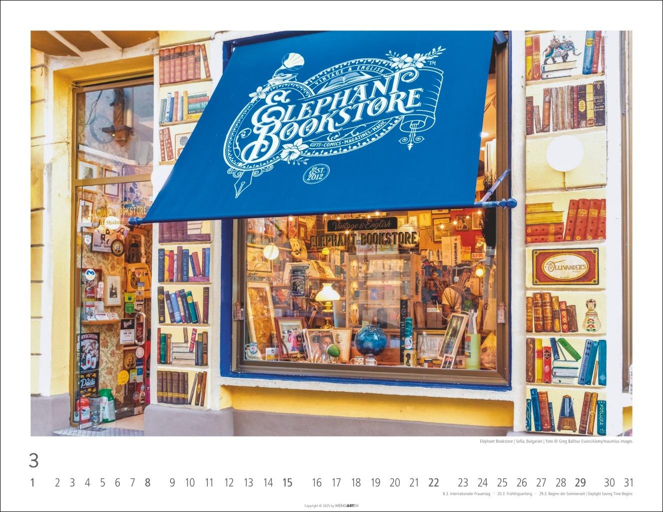Beispielinhalt (Bild) Lieblings-Buchhandlungen Kalender 2026