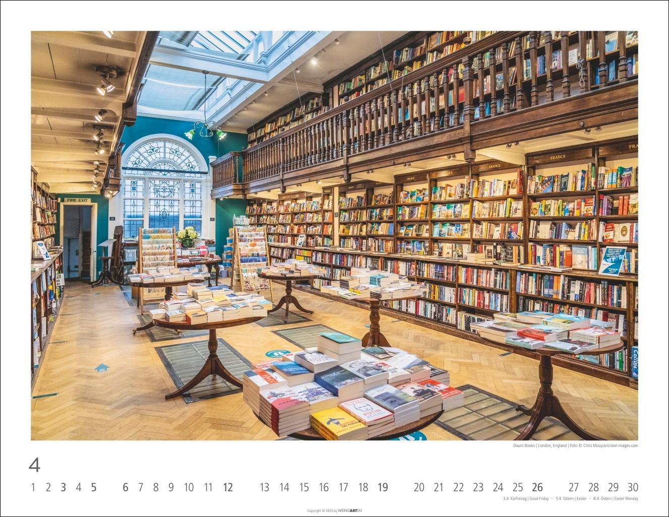 Beispielinhalt (Bild) Lieblings-Buchhandlungen Kalender 2026