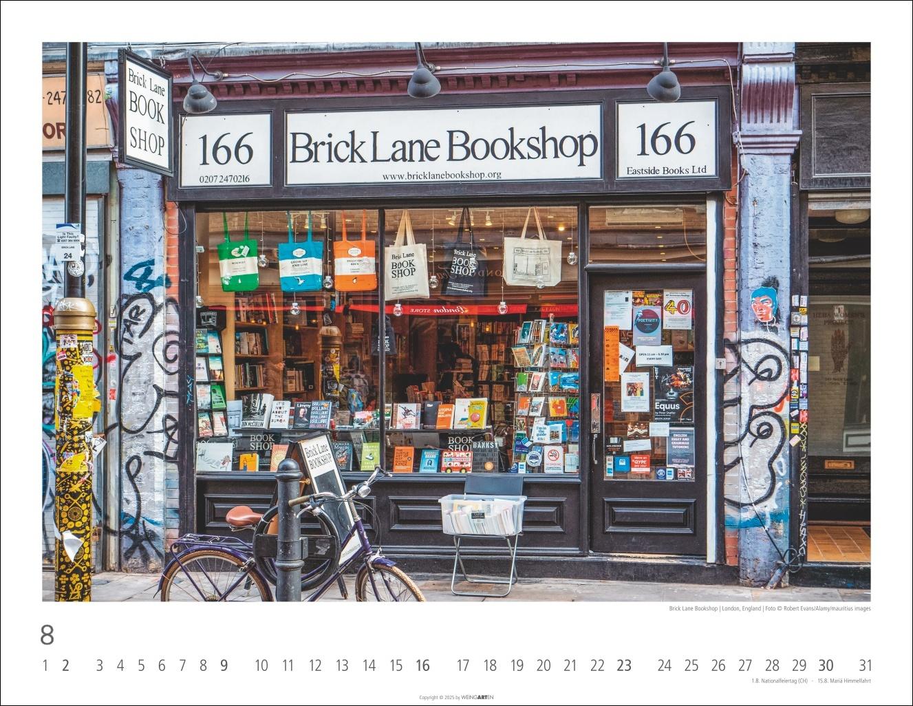 Beispielinhalt (Bild) Lieblings-Buchhandlungen Kalender 2026