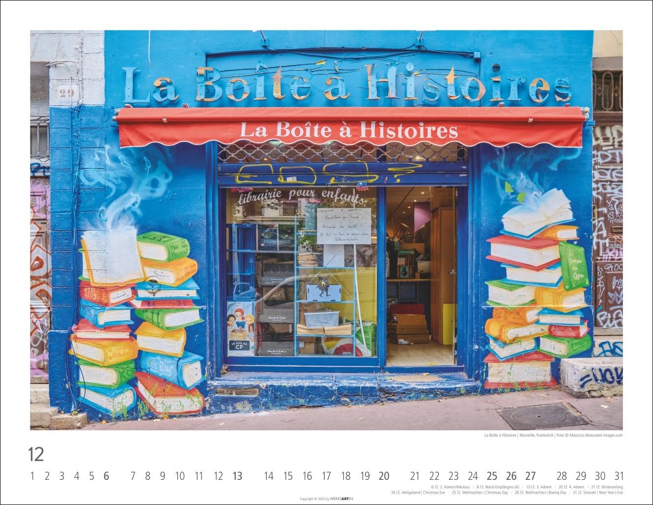Beispielinhalt (Bild) Lieblings-Buchhandlungen Kalender 2026