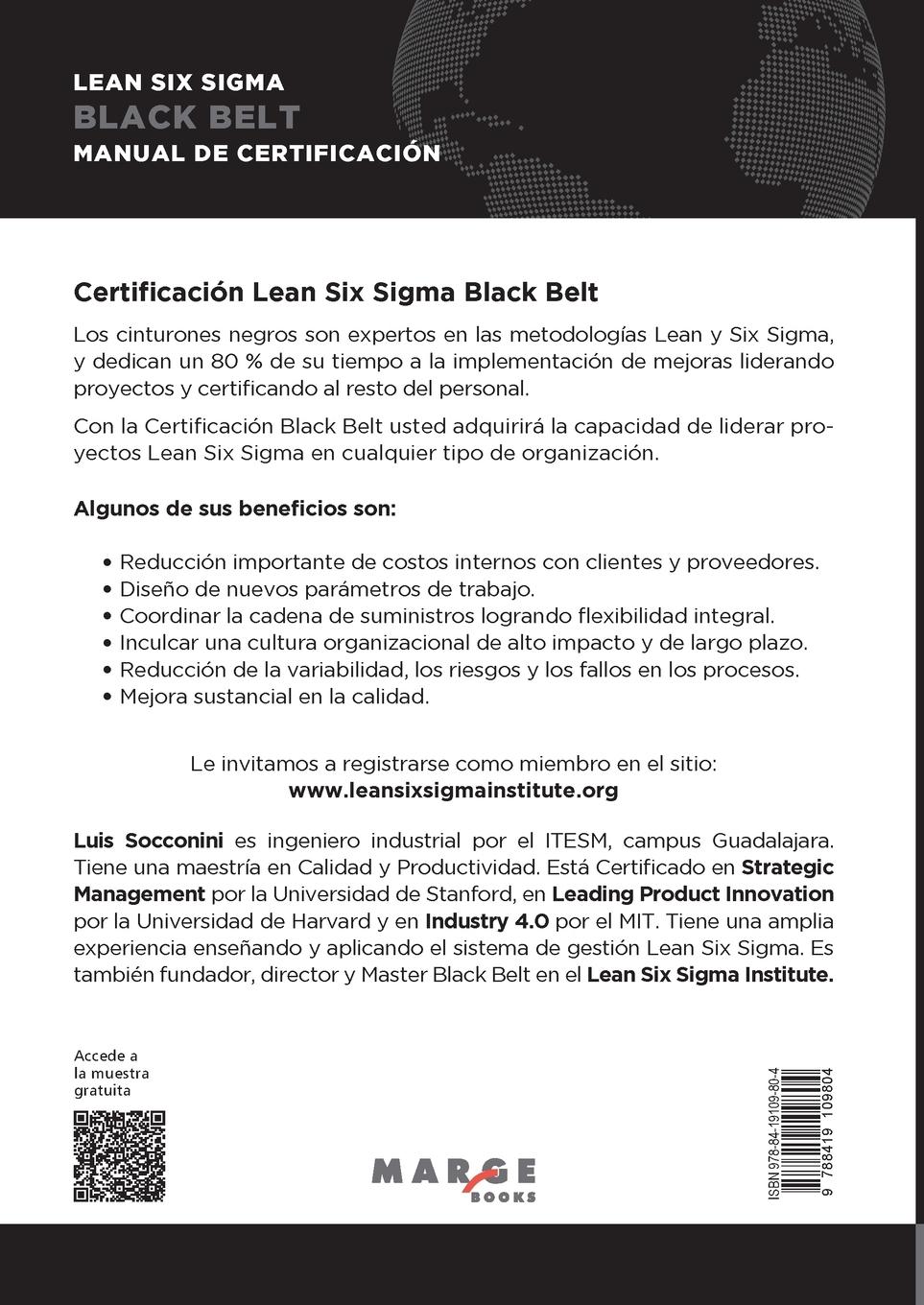 Rückseitencover Lean Six Sigma Black Belt. Manual de certificación