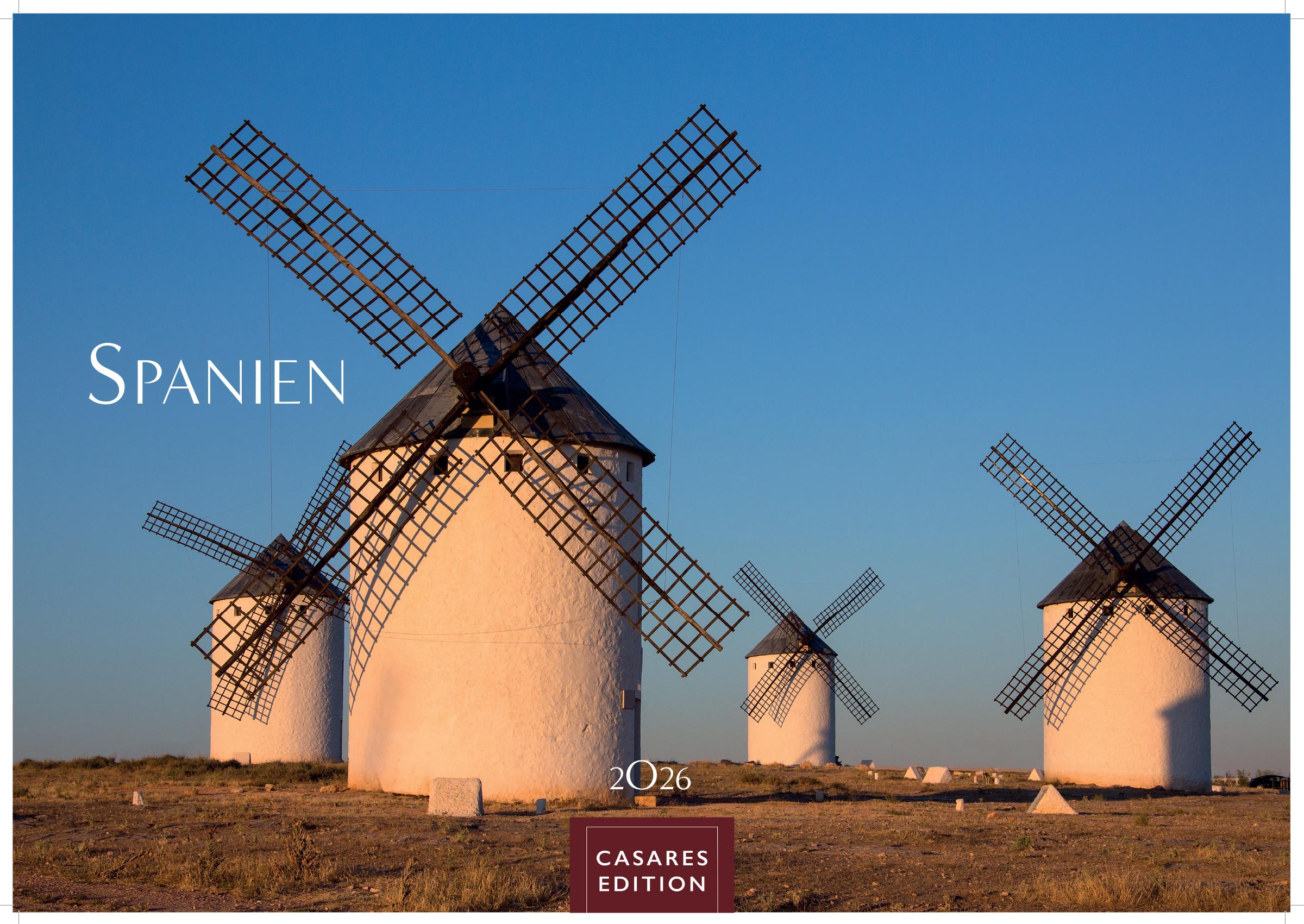 Vorderes Coverbild Spanien Kalender 2026 - Wandkalender | Fotokalender Spanien 35x50 cm- Premium . mit 12 faszinierenden Fotos