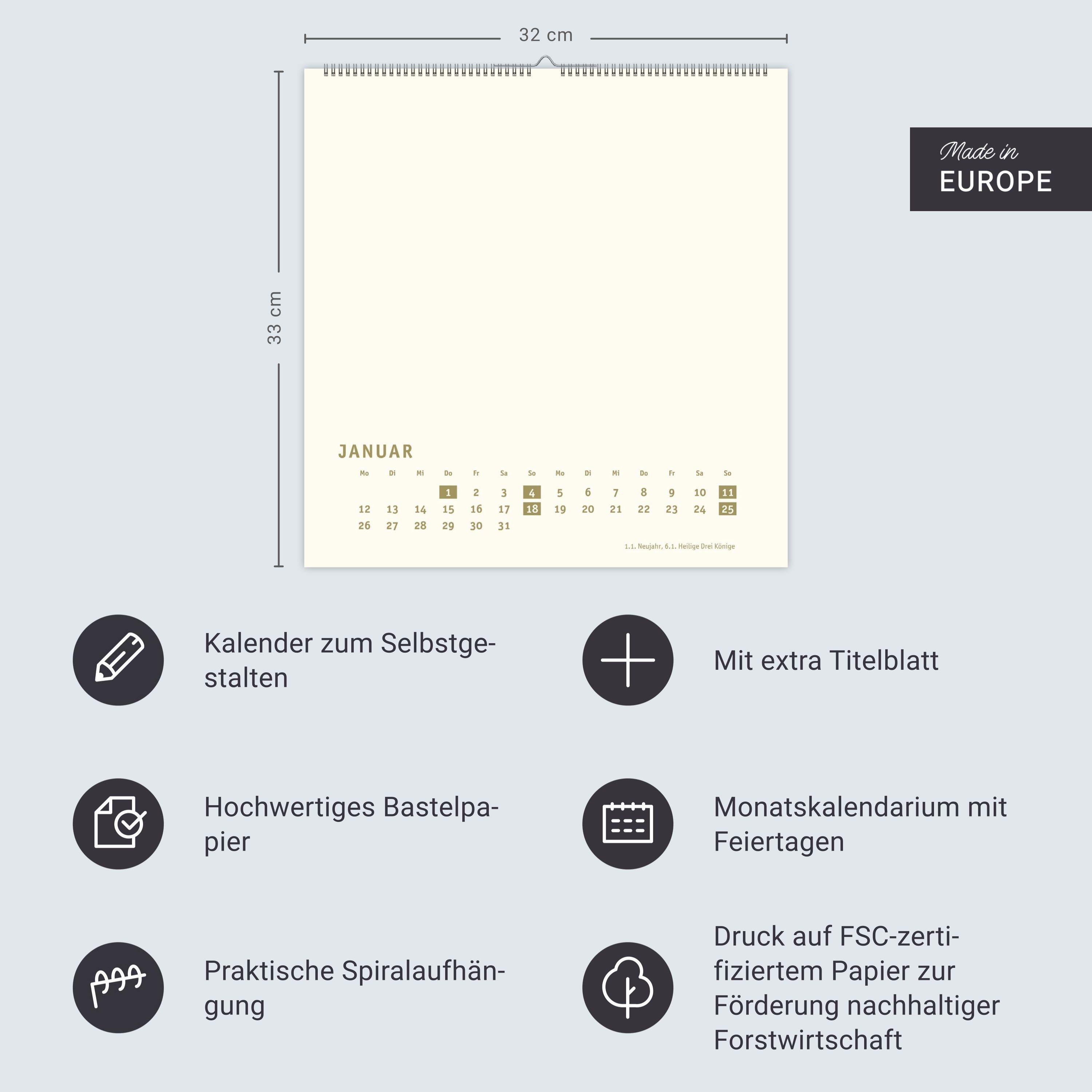 Beispielinhalt (Bild) Premium-Bastelkalender gold groß 2026