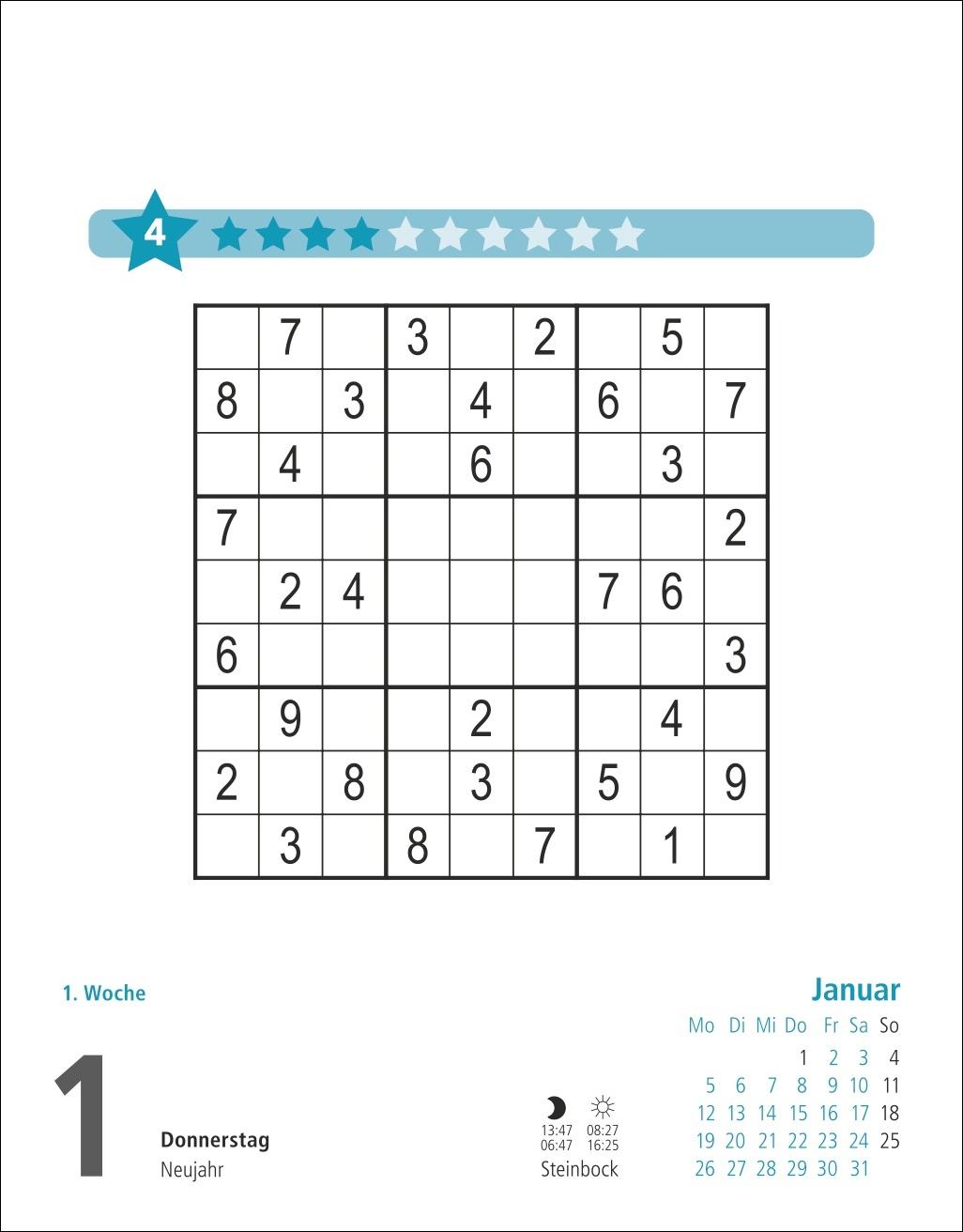 Beispielinhalt (Bild) Stefan Heine Sudoku mittel Tagesabreißkalender 2026