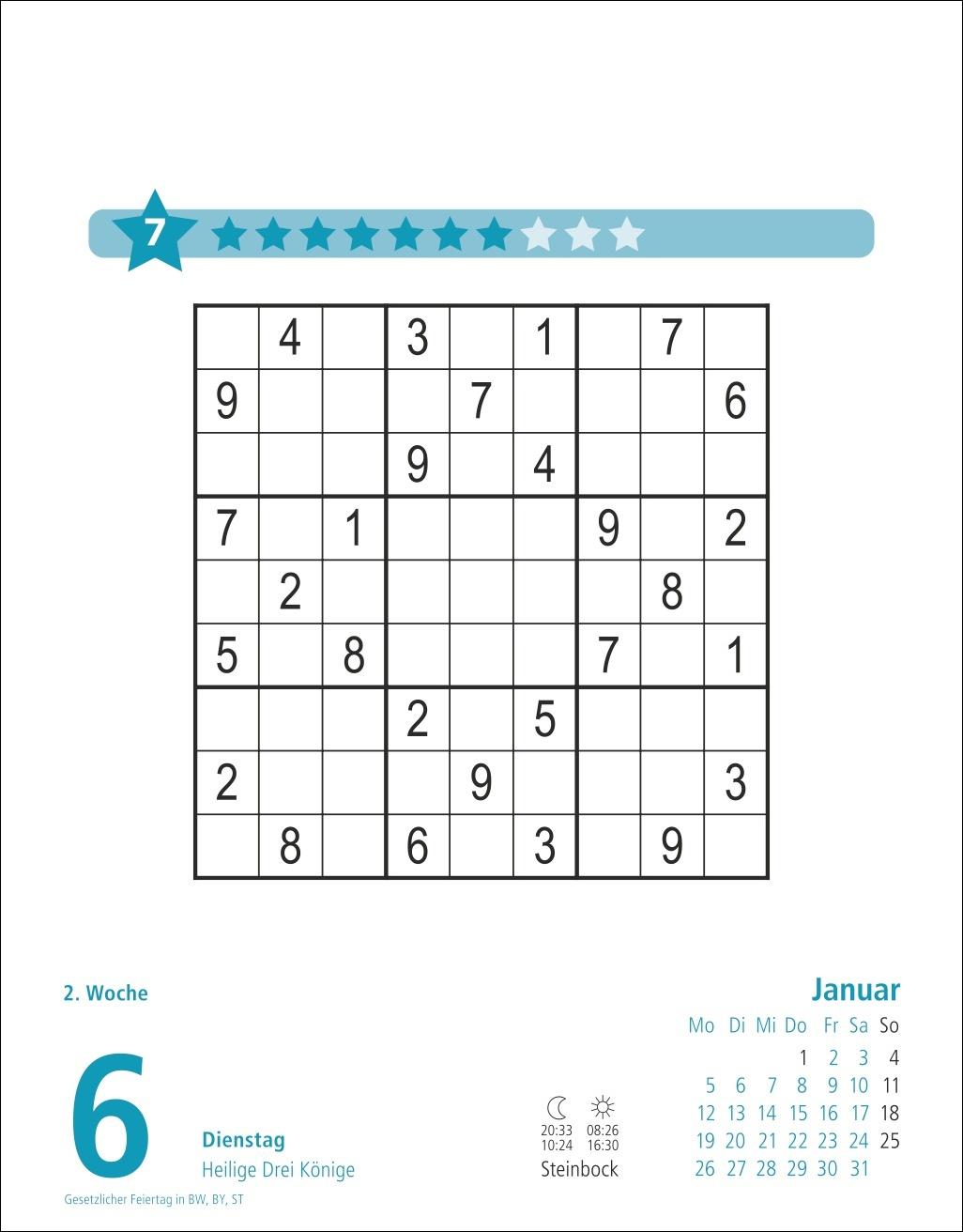 Beispielinhalt (Bild) Stefan Heine Sudoku mittel Tagesabreißkalender 2026