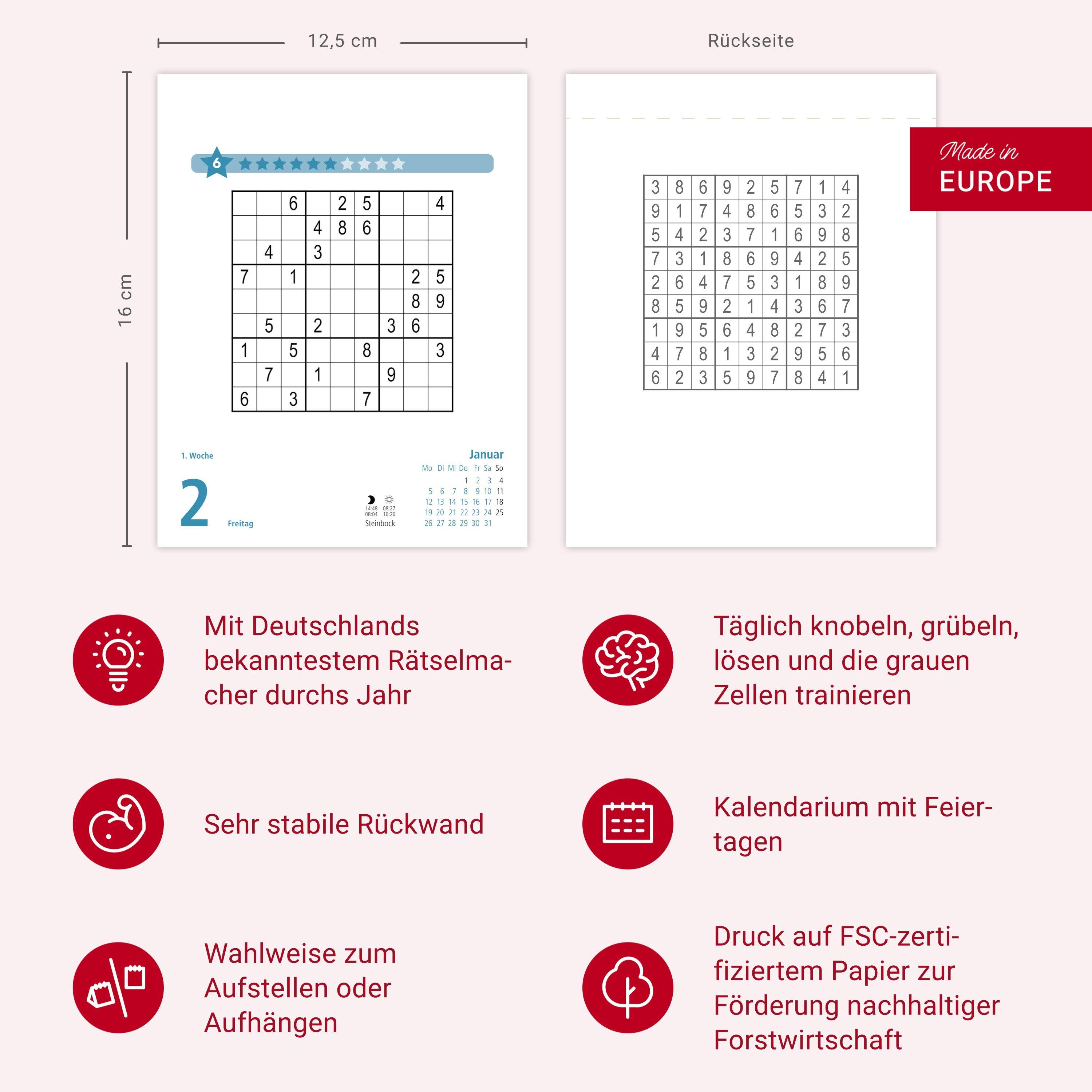 Beispielinhalt (Bild) Stefan Heine Sudoku mittel Tagesabreißkalender 2026