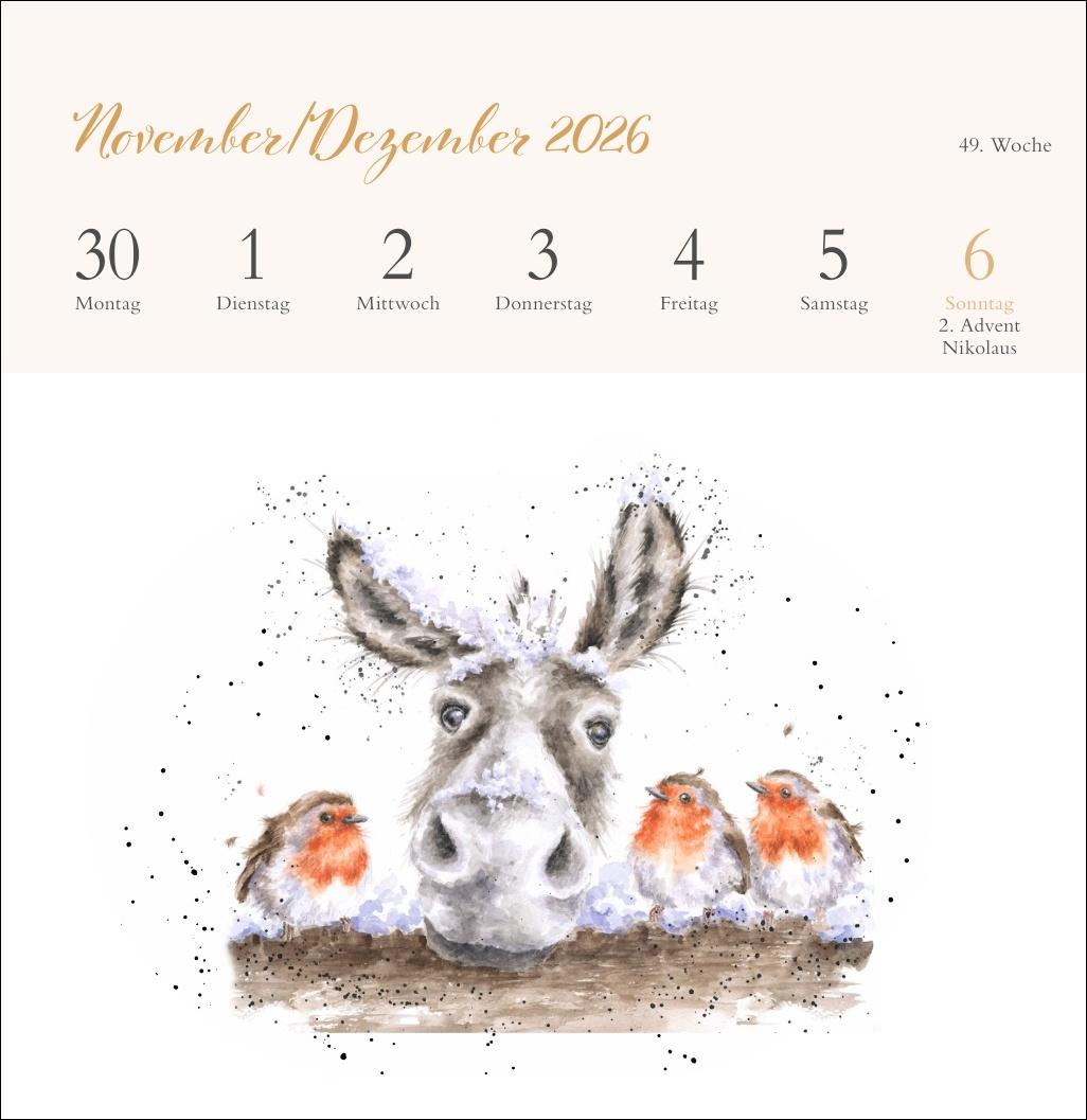 Beispielinhalt (Bild) Hannah Dale: Happy Animals Premium-Postkartenkalender 2026