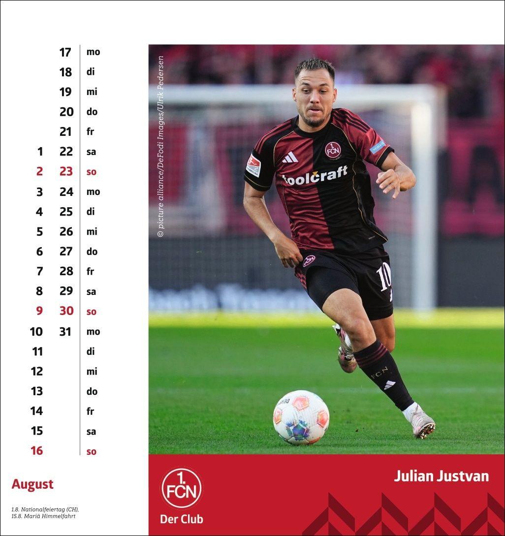 Beispielinhalt (Bild) 1. FC Nürnberg Postkartenkalender 2026