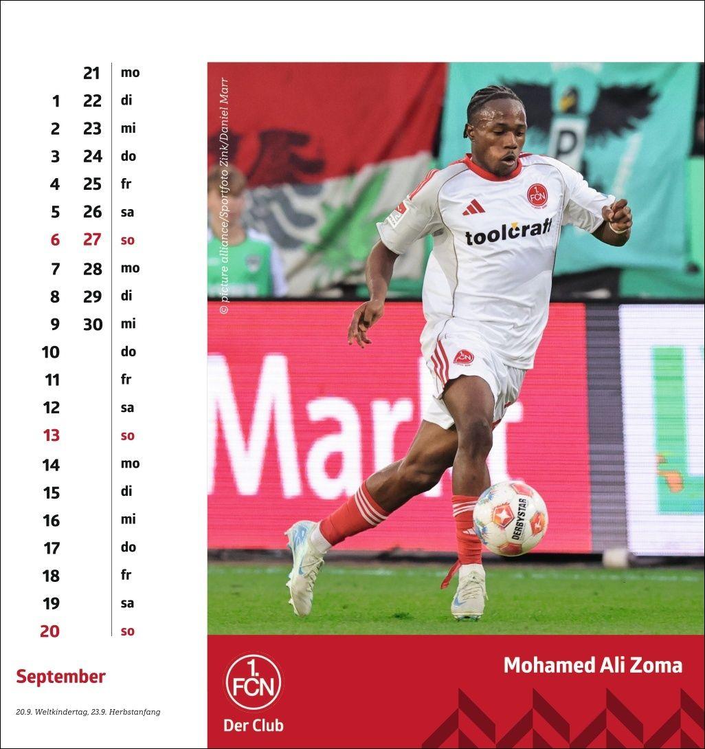 Beispielinhalt (Bild) 1. FC Nürnberg Postkartenkalender 2026