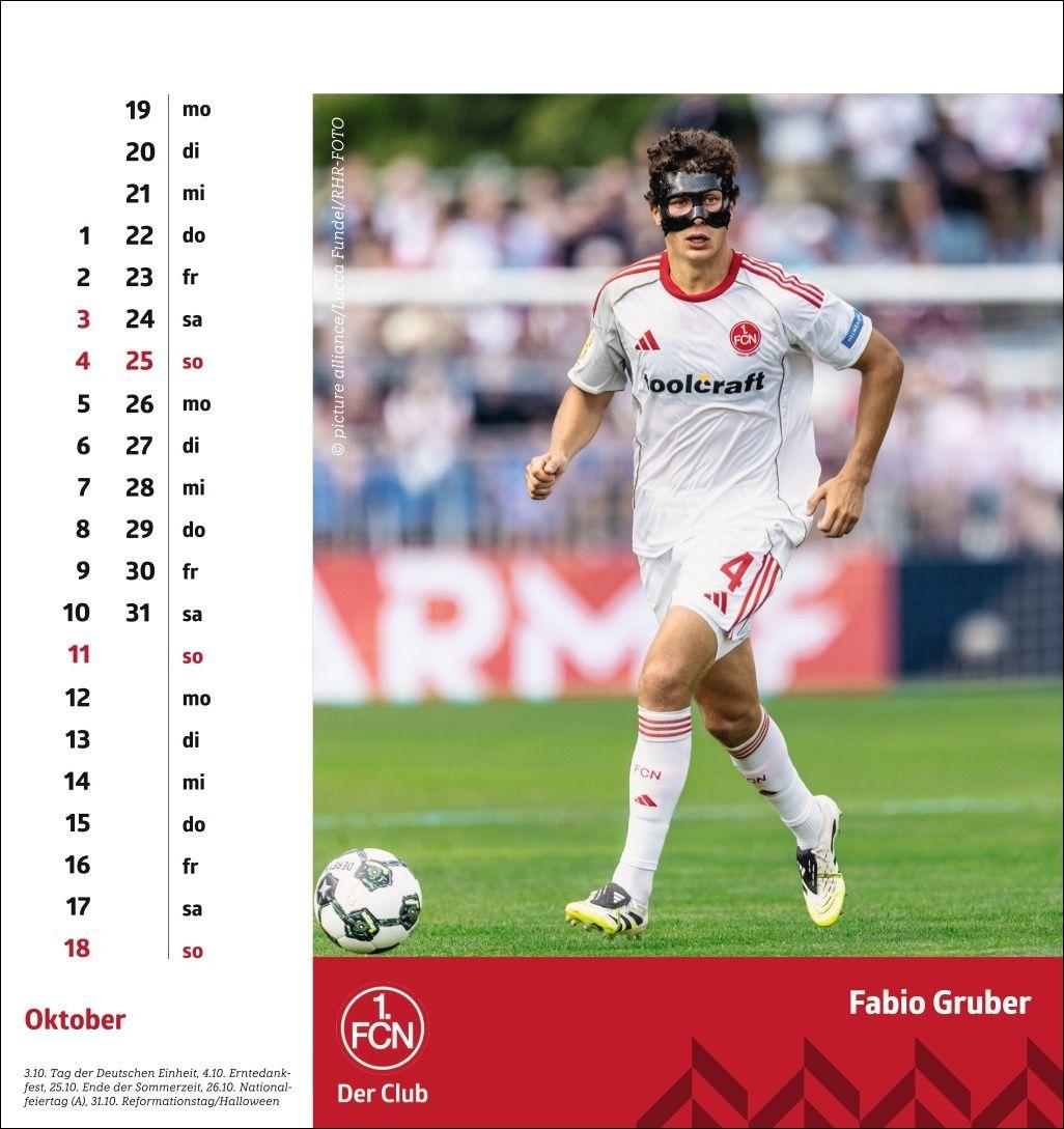 Beispielinhalt (Bild) 1. FC Nürnberg Postkartenkalender 2026