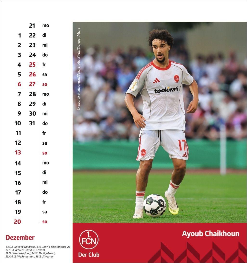 Beispielinhalt (Bild) 1. FC Nürnberg Postkartenkalender 2026