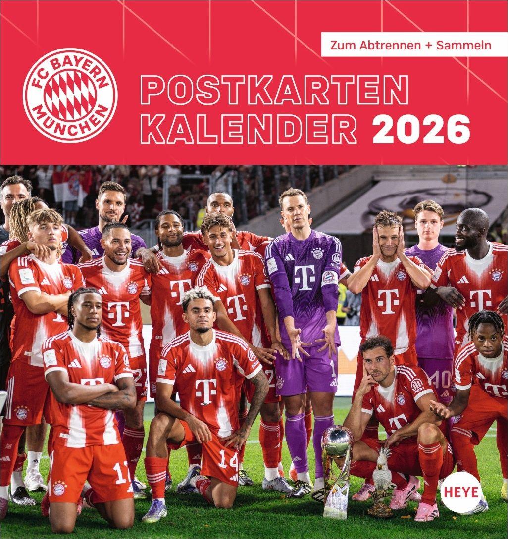 Vorderes Coverbild FC Bayern München Postkartenkalender 2026