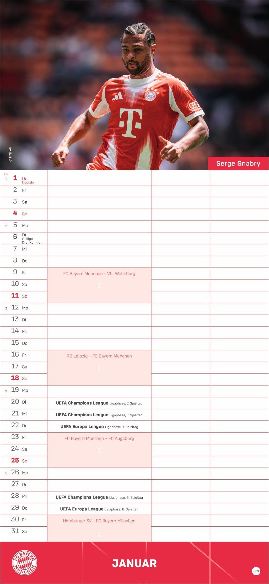 Beispielinhalt (Bild) FC Bayern München Fanplaner 2026