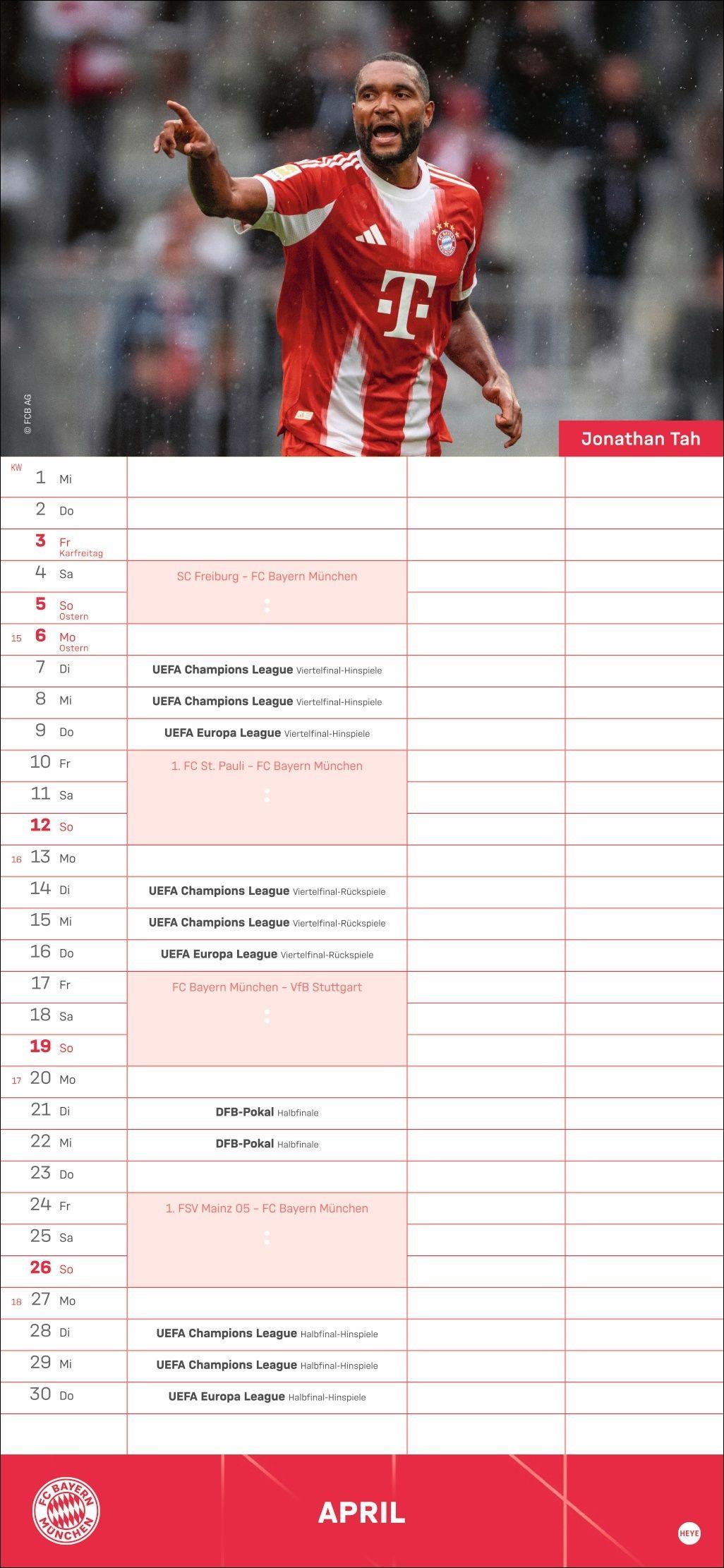 Beispielinhalt (Bild) FC Bayern München Fanplaner 2026