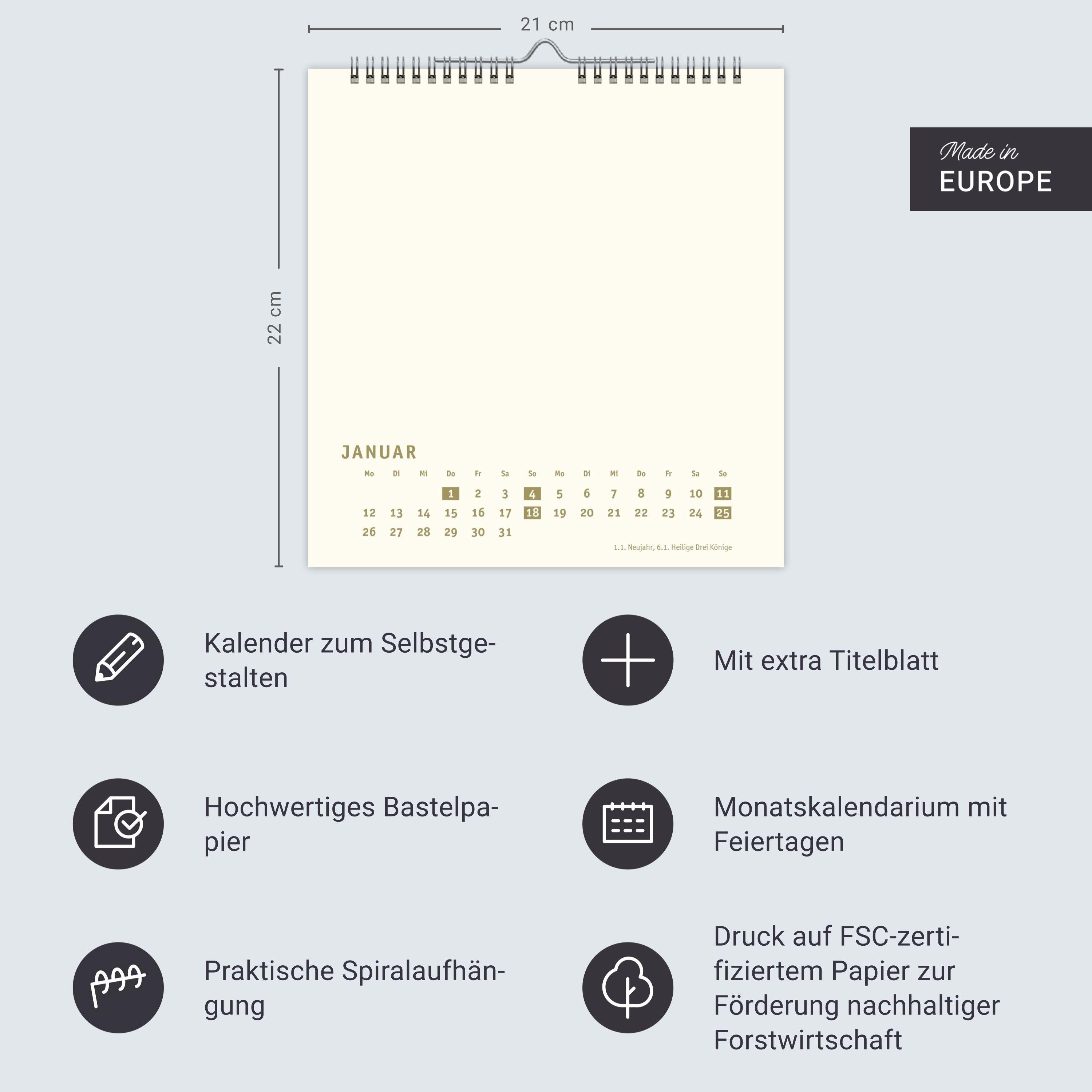 Beispielinhalt (Bild) Premium-Bastelkalender gold mittel 2026
