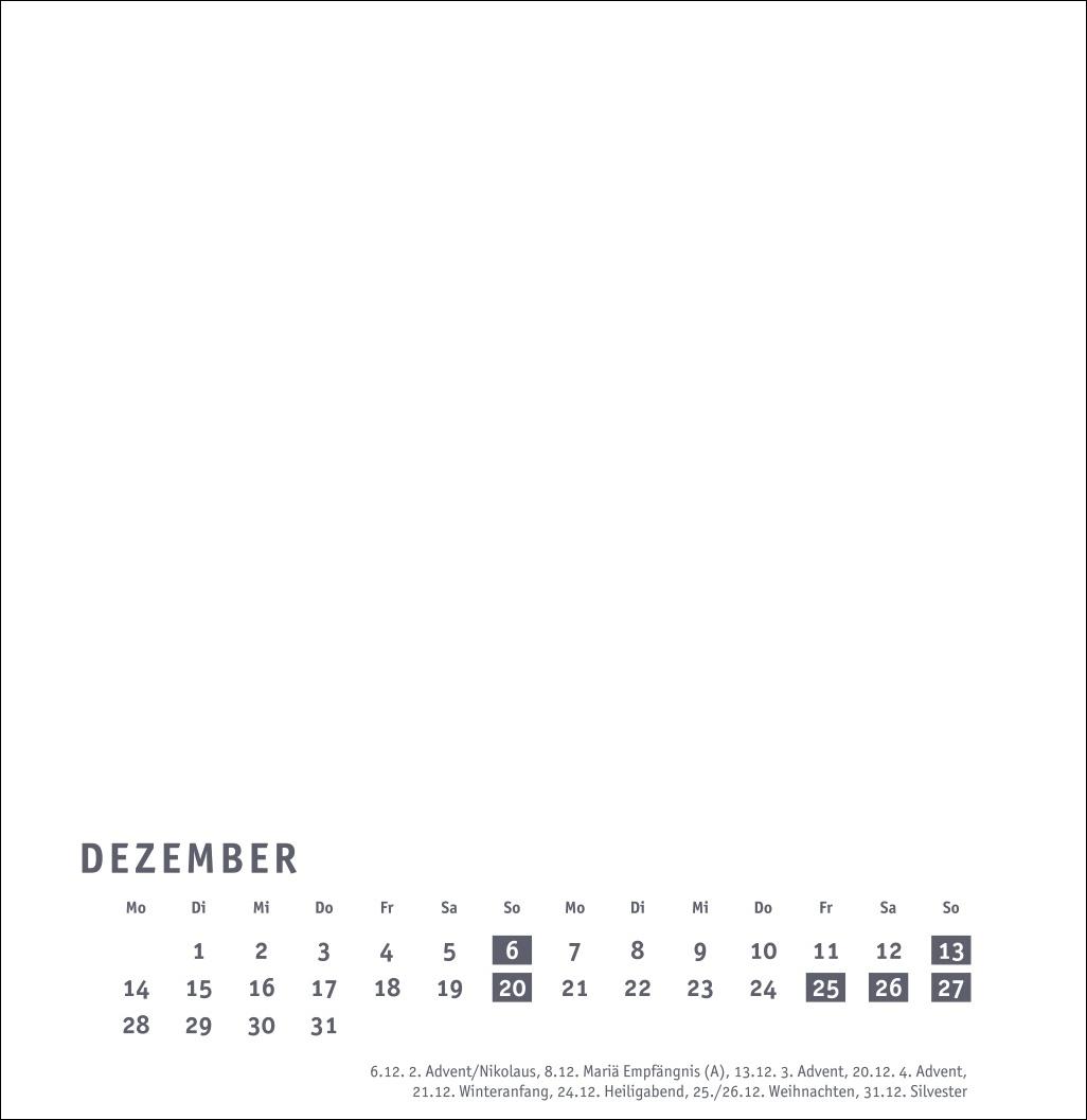 Beispielinhalt (Bild) Premium-Bastelkalender weiß groß 2026