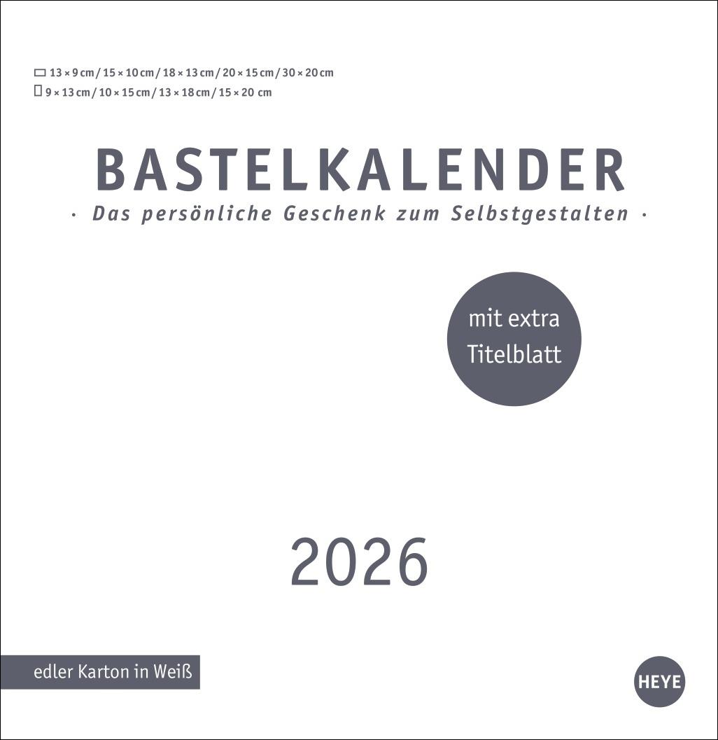 Vorderes Coverbild Premium-Bastelkalender weiß groß 2026