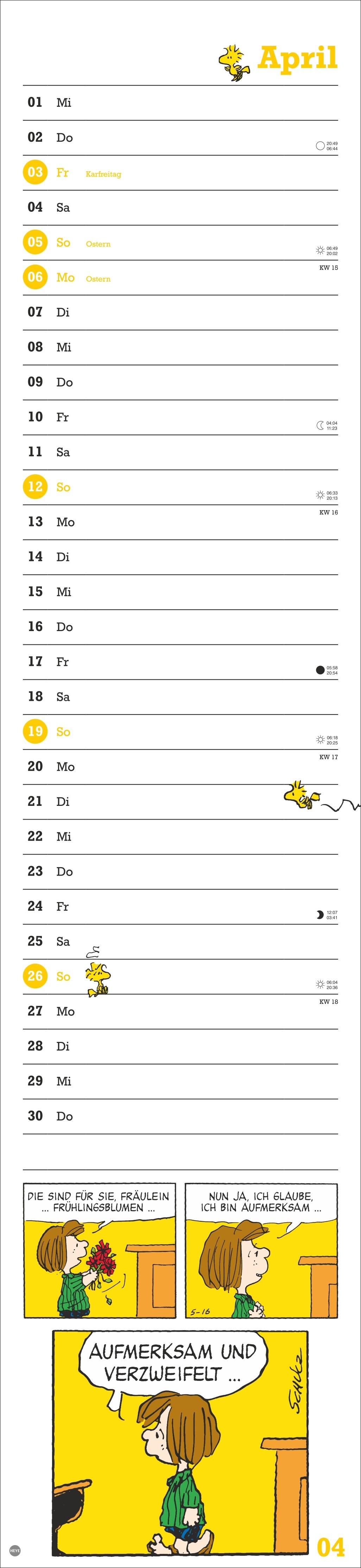 Beispielinhalt (Bild) Peanuts Superlangplaner 2026