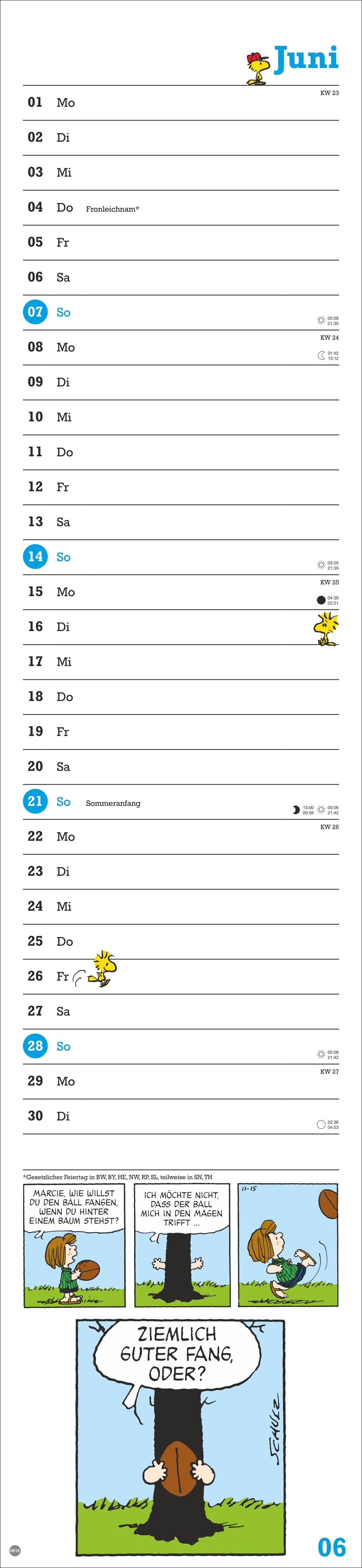 Beispielinhalt (Bild) Peanuts Superlangplaner 2026