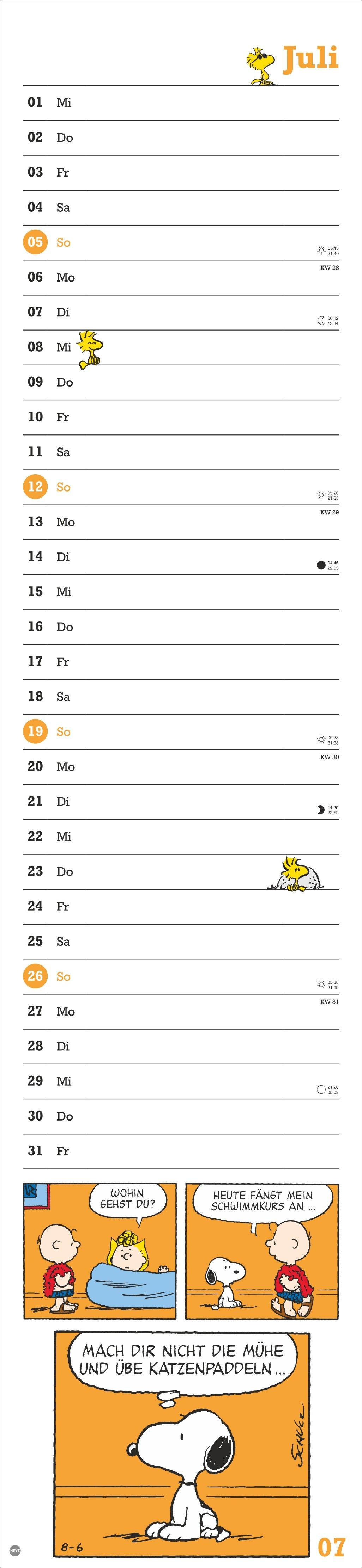 Beispielinhalt (Bild) Peanuts Superlangplaner 2026