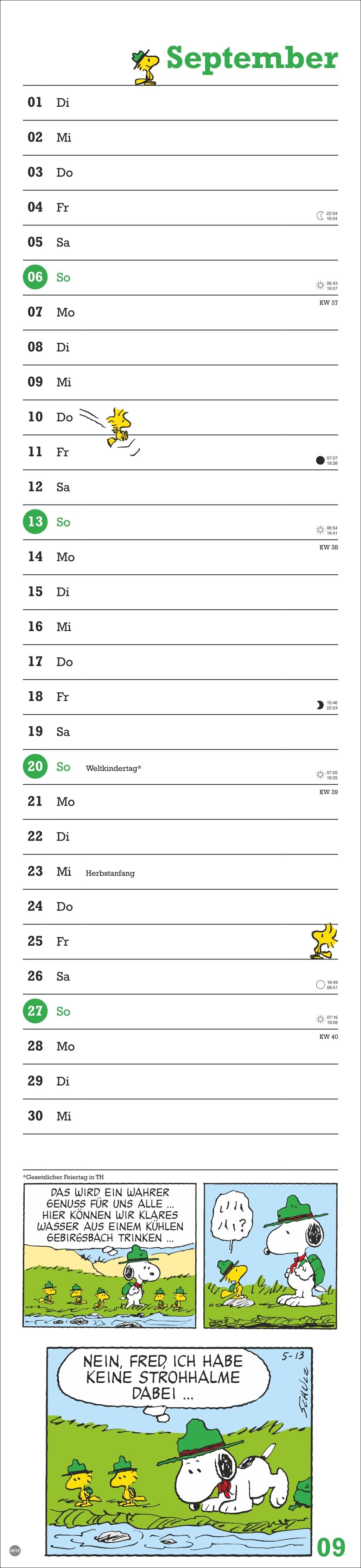 Beispielinhalt (Bild) Peanuts Superlangplaner 2026