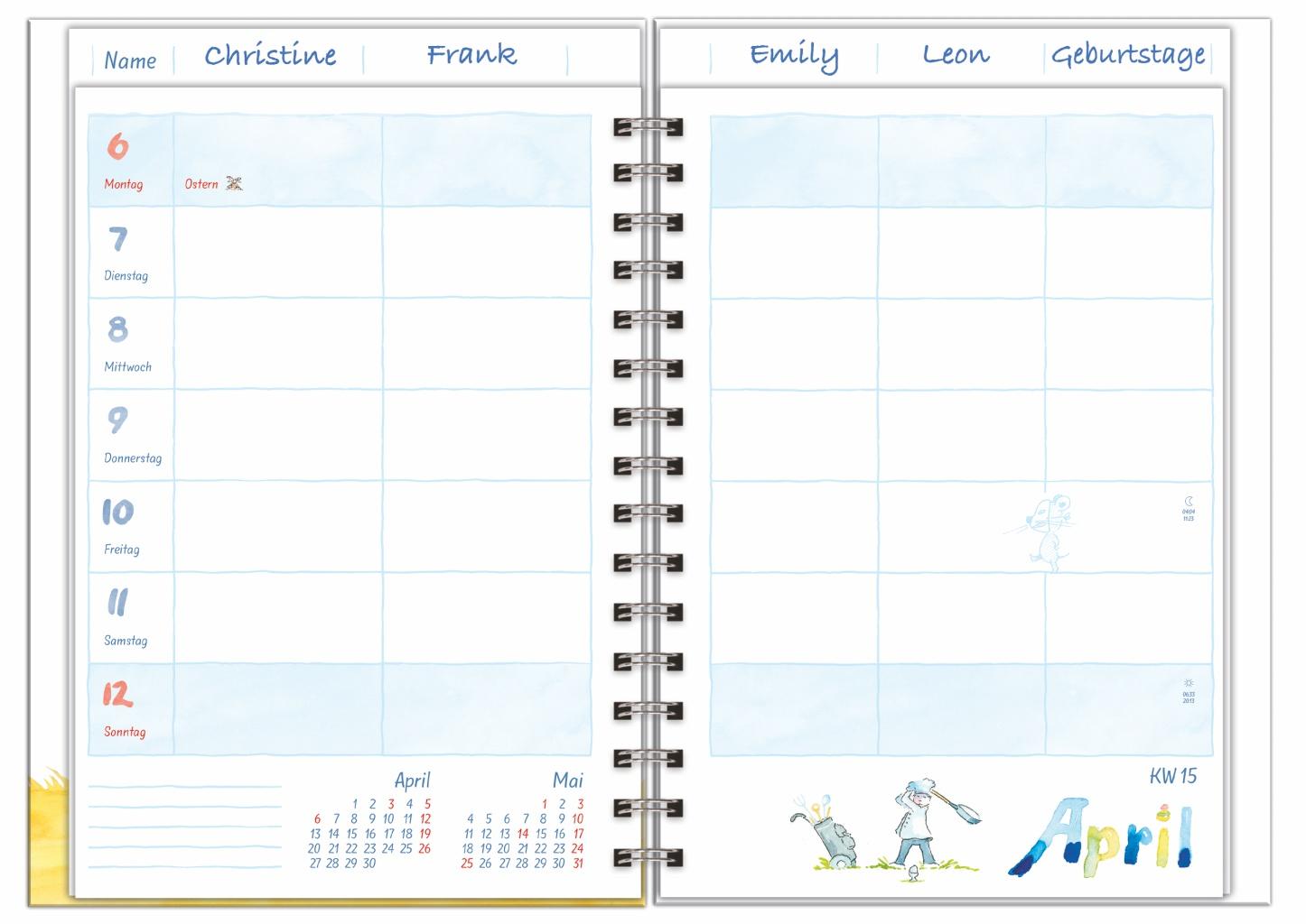 Beispielinhalt (Bild) Helme Heine: Familienplaner-Buch A5 2026