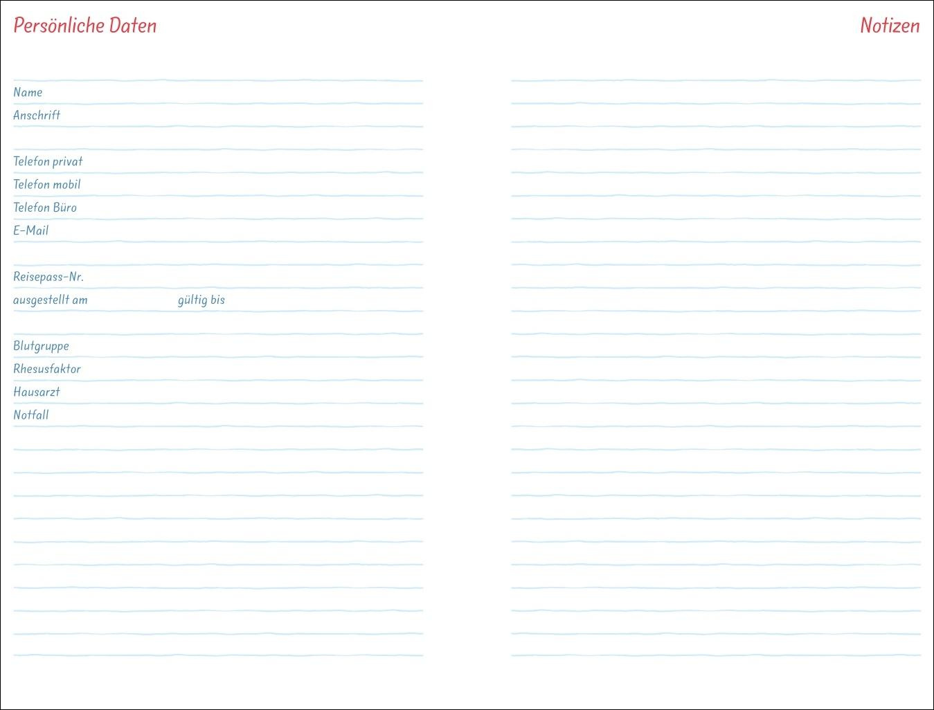 Beispielinhalt (Bild) Helme Heine: Familienplaner-Buch A5 2026