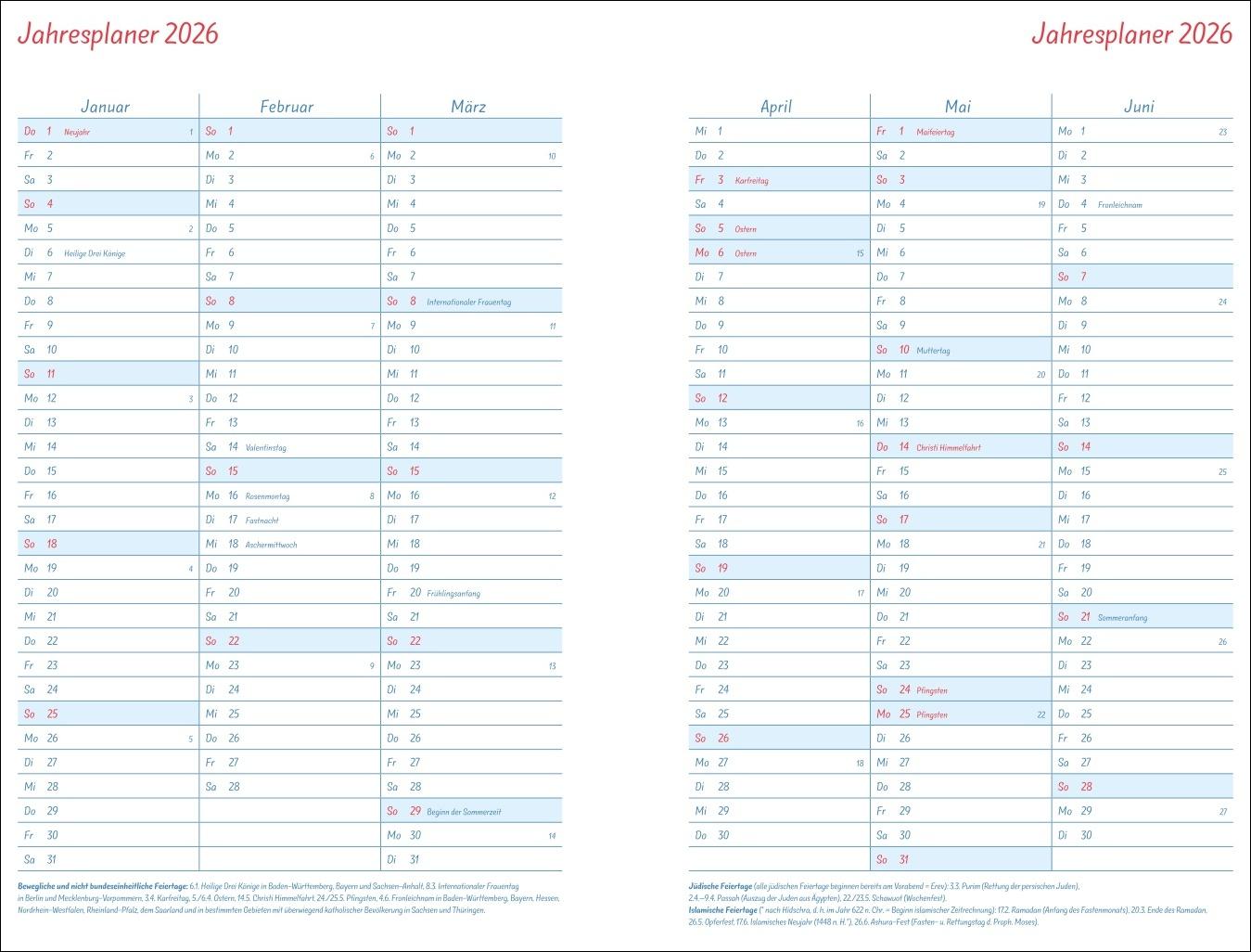 Beispielinhalt (Bild) Helme Heine: Familienplaner-Buch A5 2026