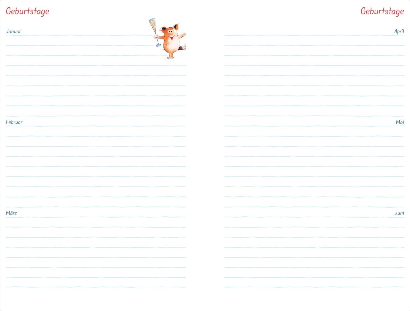 Beispielinhalt (Bild) Helme Heine: Familienplaner-Buch A5 2026