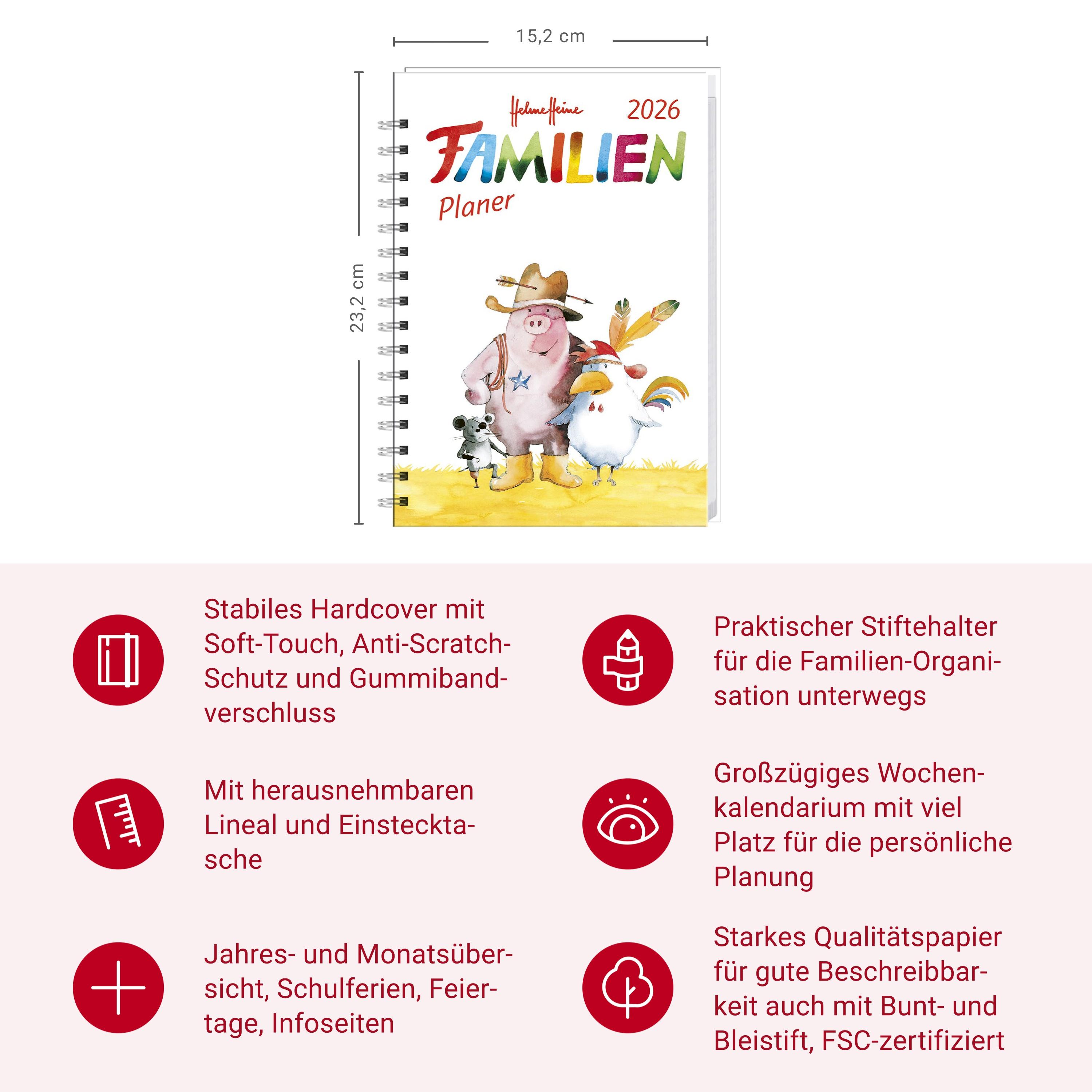Beispielinhalt (Bild) Helme Heine: Familienplaner-Buch A5 2026