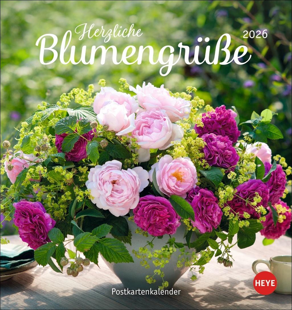 Vorderes Coverbild Herzliche Blumengrüße Postkartenkalender 2026