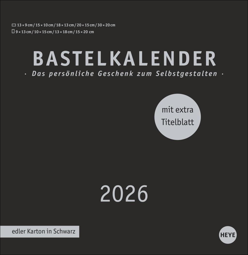 Vorderes Coverbild Premium-Bastelkalender schwarz groß 2026