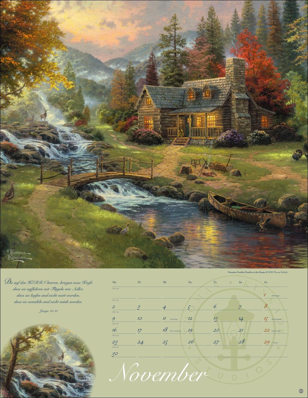 Beispielinhalt (Bild) Thomas Kinkade: Land im Licht Kalender 2026
